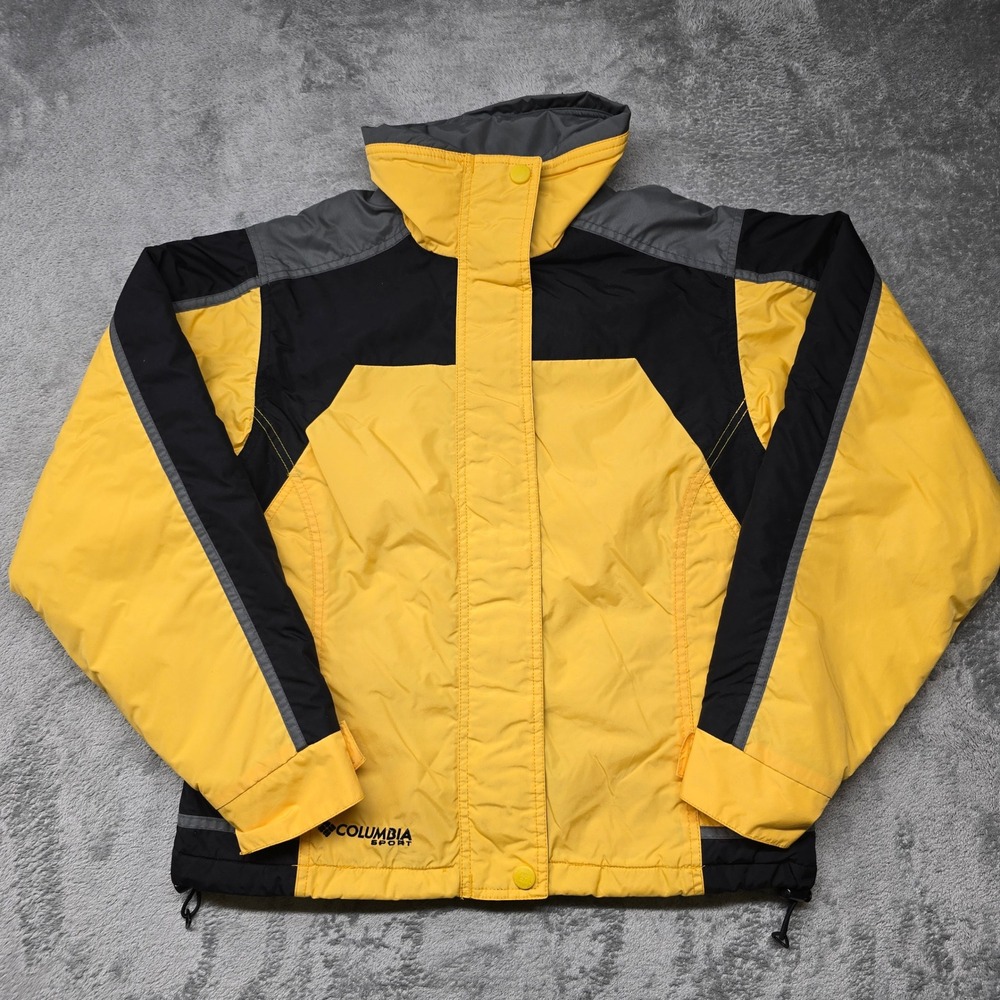 Columbia Sportswear Insulated Winter Jacket Womens Small Yellow Black Colorblock